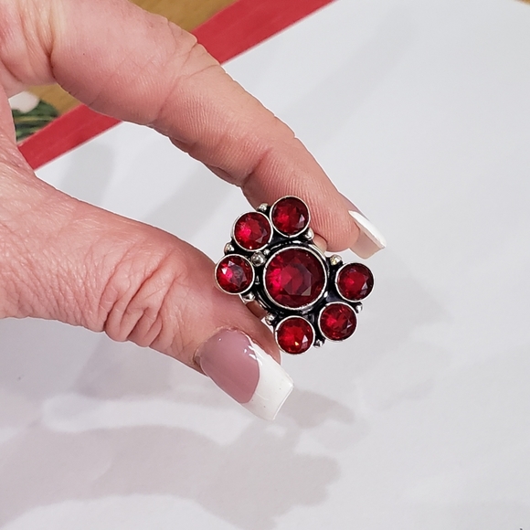 Garnet ring, 925 silver mozambique garnet gemstone ring - Picture 9 of 13